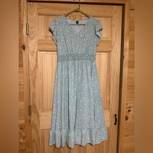 Floral Kids Dress in Light Green